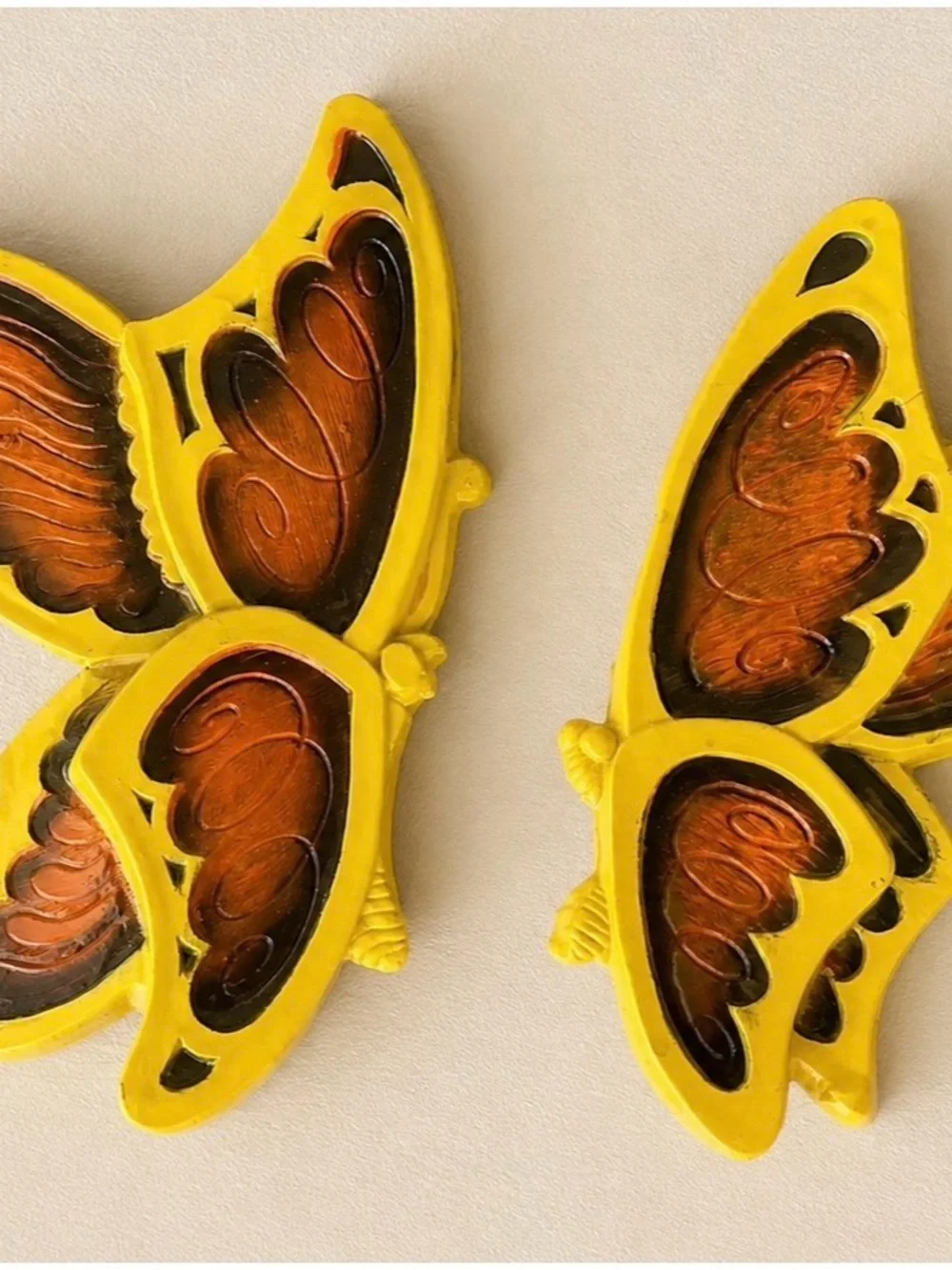 Yellow & Copper Butterfly Wall decor Set